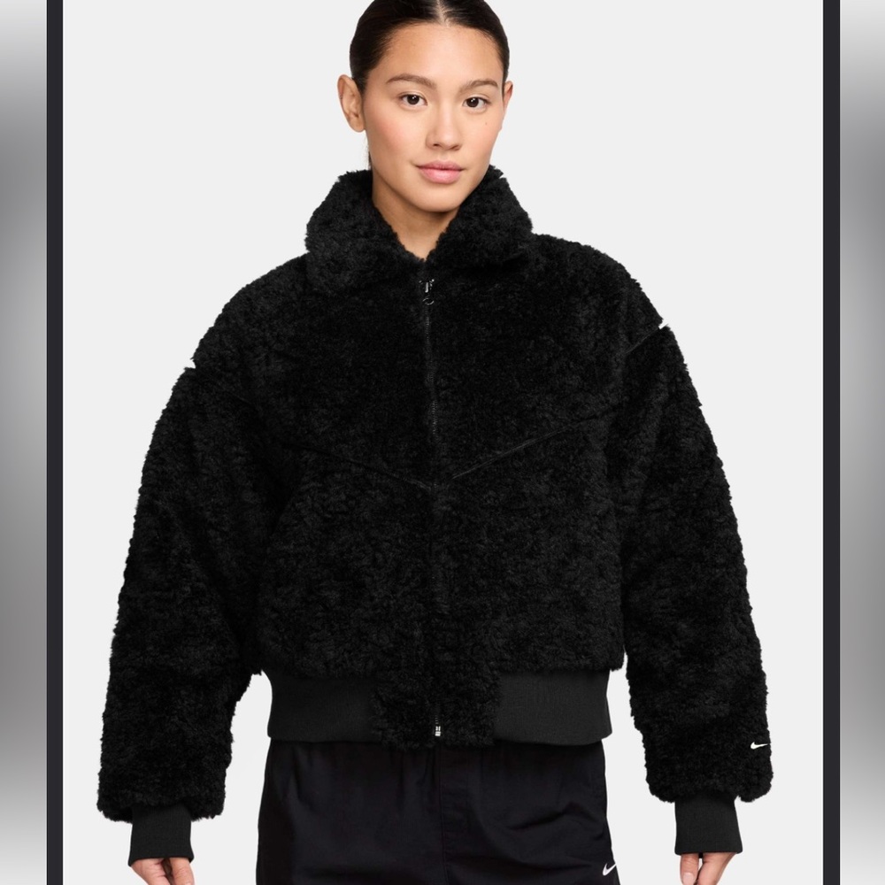 Nike Black Teddy Sherpa Zip-Up Jacket